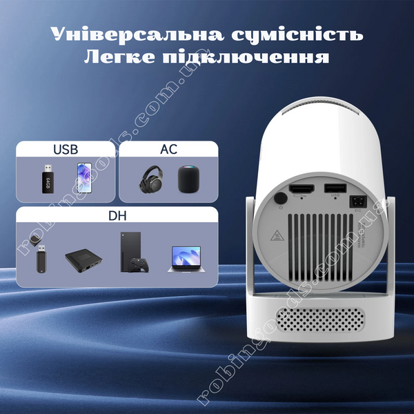 Комплект для домашнього кінотеатру проектор Magcubic HY300 PRO з потужним HiFi-звуком Grey + екран 100" + кейс для проектору GS-185 фото