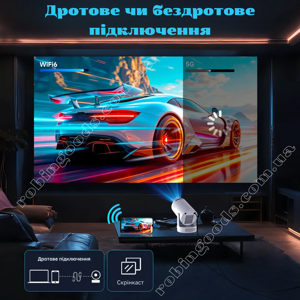 Комплект для домашнього кінотеатру проектор Magcubic HY300 PRO з потужним HiFi-звуком White + екран 100" + кейс для проектору GS-178 фото