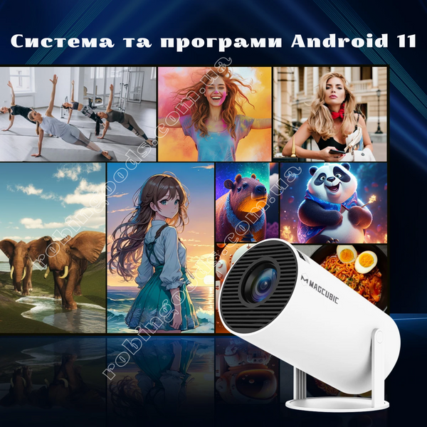 Проектор Magcubic HY300 PRO в комплекті з чохлом - портативный смарт-проектор на Android, 4K, Wi-Fi, Bluetooth Grey GS-167 фото